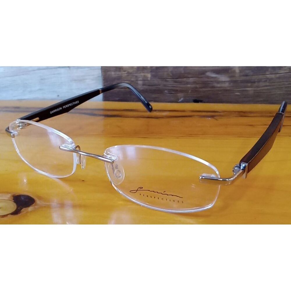 GARRISON PERSPECTIVES GP 1103P 50/18/137 White Gold BROWN WOOD RIMLESS
